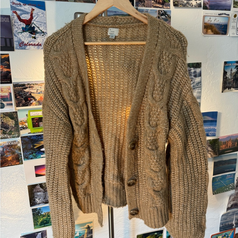 a new day Tan Cable Knit Cardigan